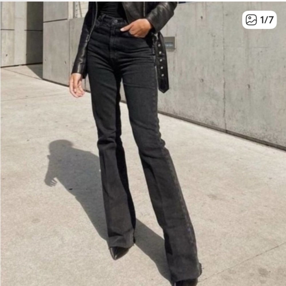 Elizabeth And James Black High Rise Flare Jeans Sz 12-31